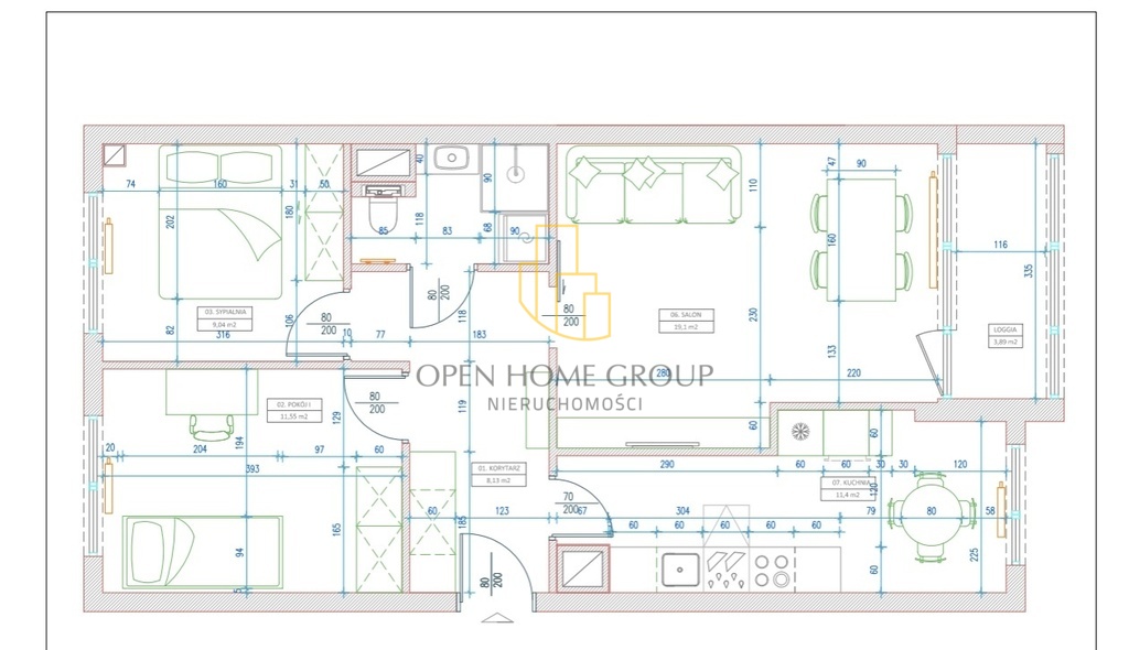 Gadów/3pok/62m2/media miejskie/Rozkład — zdjęcie 9